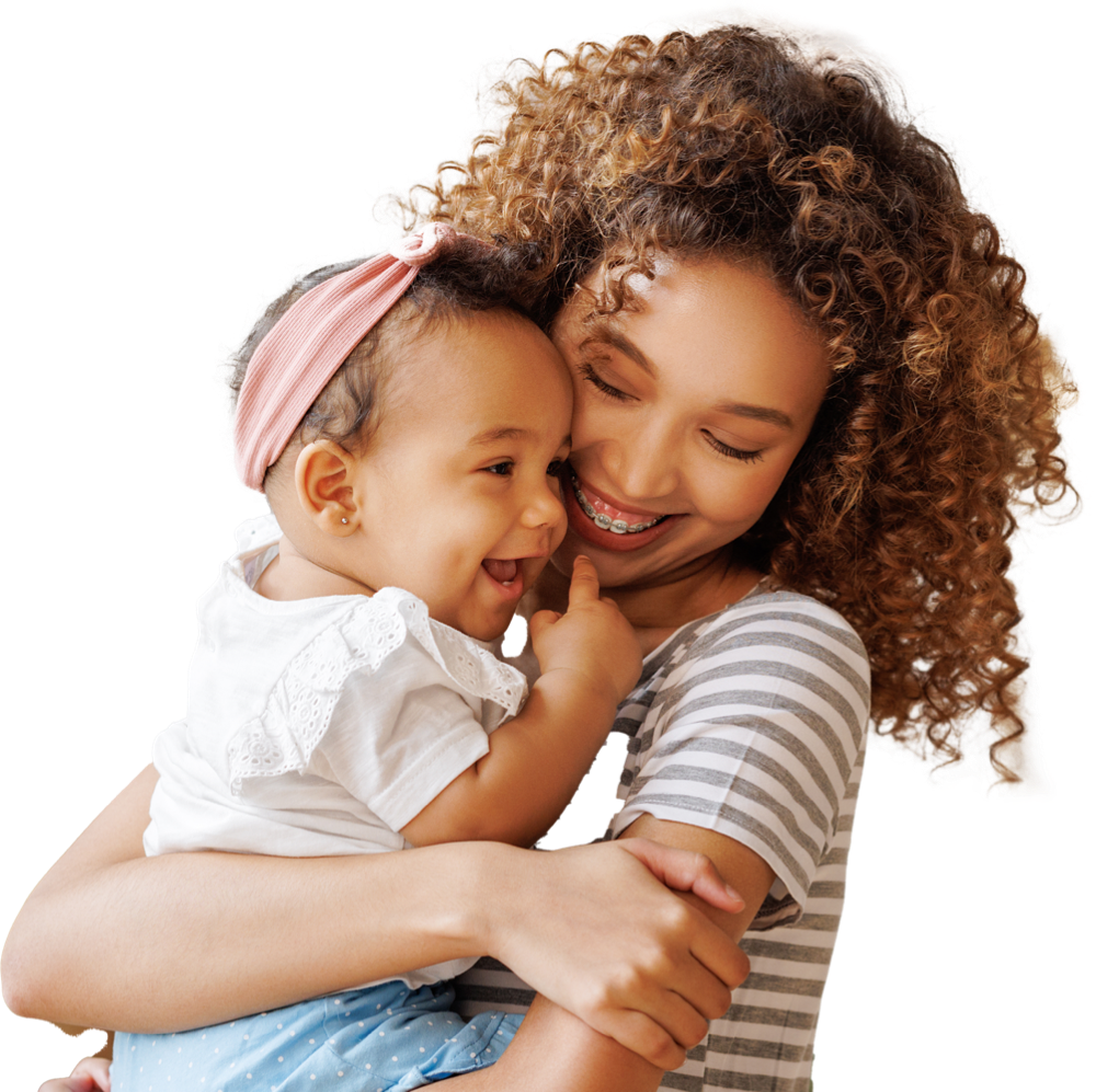 lady with child happy